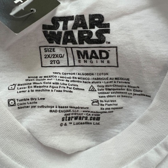 Star Wars T Shirt Mens 2X White Black Millennium Falcon Mad Engine Nerd Geek - Picture 5 of 5